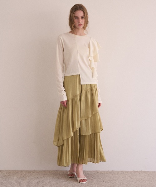 MIELI INVARIANT(ミエリインヴァリアント)の「Aurora Milky Way Tiered Skirt(スカート・レディース・ピンク/ライム/アイボリー/ブラック・FREE)」の1枚目の写真
