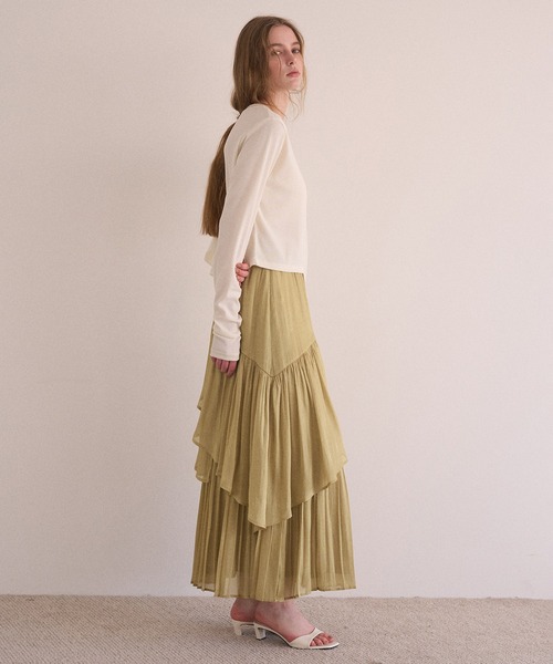MIELI INVARIANT(ミエリインヴァリアント)の「Aurora Milky Way Tiered Skirt(スカート・レディース・ピンク/ライム/アイボリー/ブラック・FREE)」の12枚目の写真