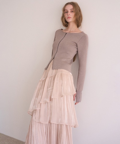 MIELI INVARIANT(ミエリインヴァリアント)の「Aurora Milky Way Tiered Skirt(スカート・レディース・ピンク/ライム/アイボリー/ブラック・FREE)」の14枚目の写真