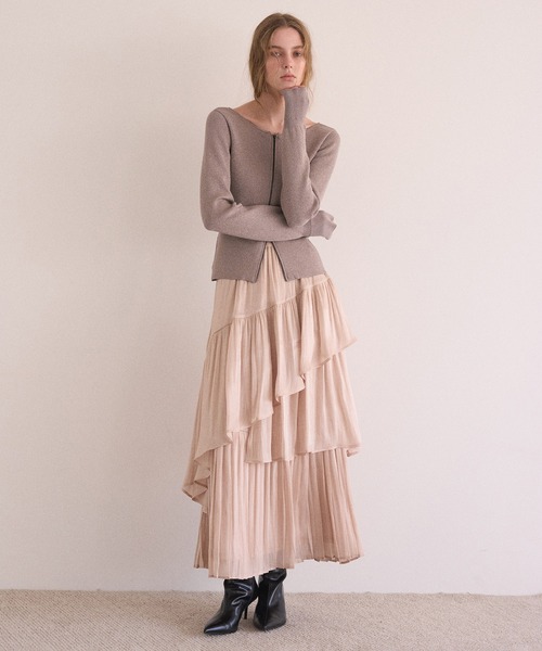 MIELI INVARIANT(ミエリインヴァリアント)の「Aurora Milky Way Tiered Skirt(スカート・レディース・ピンク/ライム/アイボリー/ブラック・FREE)」の15枚目の写真