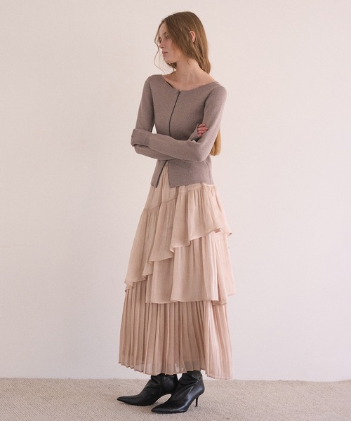MIELI INVARIANT(ミエリインヴァリアント)の「Aurora Milky Way Tiered Skirt(スカート・レディース・ピンク/ライム/アイボリー/ブラック・FREE)」の16枚目の写真
