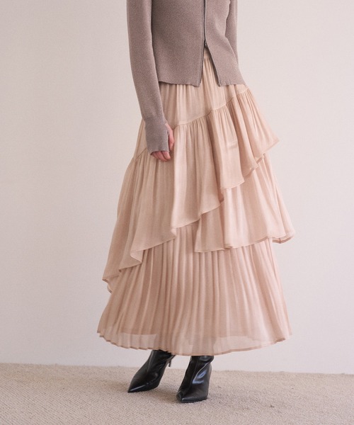 MIELI INVARIANT(ミエリインヴァリアント)の「Aurora Milky Way Tiered Skirt(スカート・レディース・ピンク/ライム/アイボリー/ブラック・FREE)」の19枚目の写真