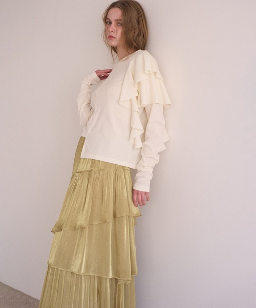 MIELI INVARIANT(ミエリインヴァリアント)の「Aurora Milky Way Tiered Skirt(スカート・レディース・ピンク/ライム/アイボリー/ブラック・FREE)」の9枚目の写真