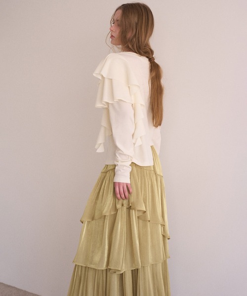 MIELI INVARIANT(ミエリインヴァリアント)の「Aurora Milky Way Tiered Skirt(スカート・レディース・ピンク/ライム/アイボリー/ブラック・FREE)」の8枚目の写真