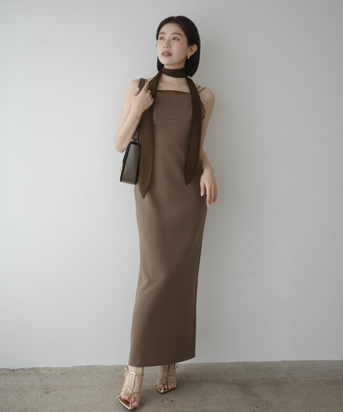 anuans（アニュアンス）の「シアーレイヤーキャミワンピース（ワンピース・レディース・ブラック/ホワイト系その他/カーキブラウン・SMALL/MEDIUM）」の3枚目の写真