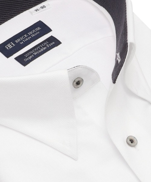 TOKYO SHIRTS(トウキョウシャツ)の「【超形態安定】形態安定ノンアイロン スナップダウン 長袖ビジネスワイシャツ(大きいサイズ・長いサイズ)(ビジネスシャツ・メンズ・ホワイト・首回り41cm-裄丈90cm/首回り42cm-裄丈90cm/首回り45cm-裄丈82cm/首回り45cm-裄丈90cm/首回り39cm-裄丈88cm/首回り43cm-裄丈90cm/首回り45cm-裄丈86cm/首回り47cm-裄丈86cm/首回り47cm-裄丈90cm)」の2枚目の写真