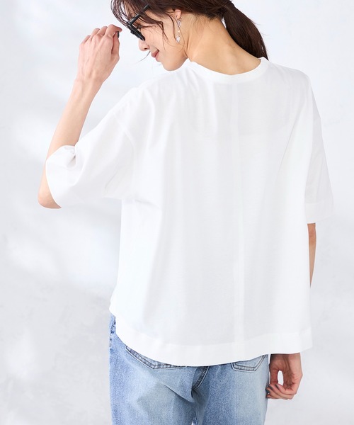 GALLORIA（ギャローリア）の「アートロゴプリントゆるシルエットＴシャツ（Tシャツ/カットソー・レディース・オフホワイト/ネイビー/ライトピンク・S/M/LL/L）」の7枚目の写真