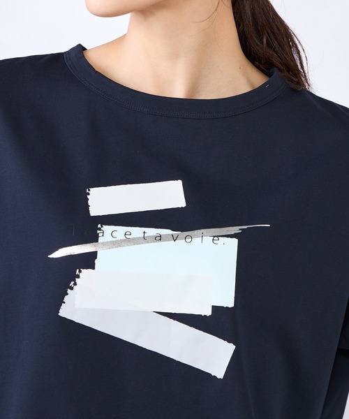 GALLORIA（ギャローリア）の「アートロゴプリントゆるシルエットＴシャツ（Tシャツ/カットソー・レディース・オフホワイト/ネイビー/ライトピンク・S/M/LL/L）」の11枚目の写真