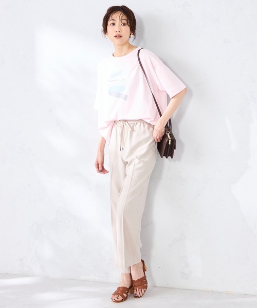 GALLORIA（ギャローリア）の「アートロゴプリントゆるシルエットＴシャツ（Tシャツ/カットソー・レディース・オフホワイト/ネイビー/ライトピンク・S/M/LL/L）」の13枚目の写真