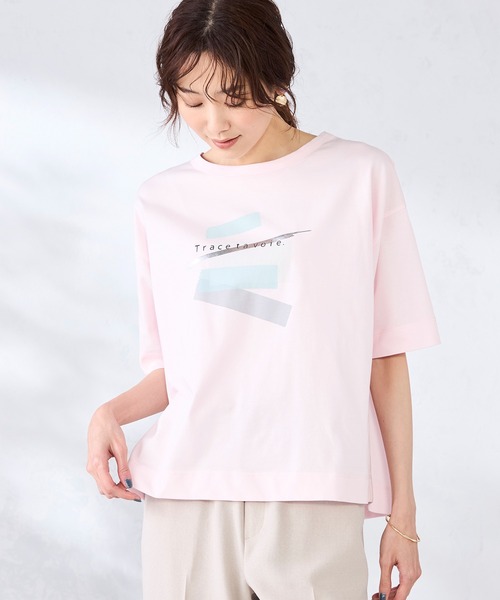 GALLORIA（ギャローリア）の「アートロゴプリントゆるシルエットＴシャツ（Tシャツ/カットソー・レディース・オフホワイト/ネイビー/ライトピンク・S/M/LL/L）」の14枚目の写真