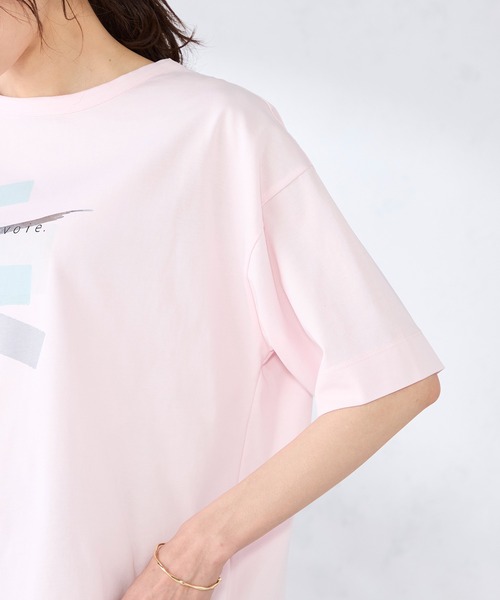 GALLORIA（ギャローリア）の「アートロゴプリントゆるシルエットＴシャツ（Tシャツ/カットソー・レディース・オフホワイト/ネイビー/ライトピンク・S/M/LL/L）」の15枚目の写真