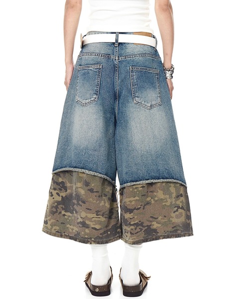 mushwear(マッシュウェア)の「カモフラージュ切替 デニムハーフパンツ(デニムパンツ・メンズ・ブラック/ブルー・LARGE/MEDIUM/X-LARGE/SMALL)」の5枚目の写真