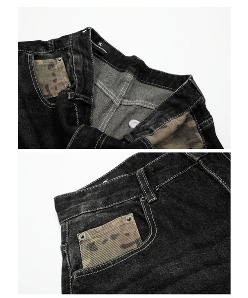 mushwear(マッシュウェア)の「カモフラージュ切替 デニムハーフパンツ(デニムパンツ・メンズ・ブラック/ブルー・LARGE/MEDIUM/X-LARGE/SMALL)」の11枚目の写真