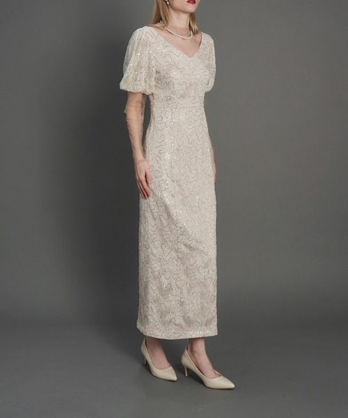 My shawty(マイシャウティー)の「kirari puff sleeve dress(ドレス・レディース・ネイビー/ライトベージュ/ブラック・MEDIUM/SMALL)」の11枚目の写真