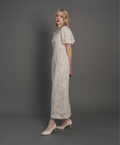 My shawty(マイシャウティー)の「kirari puff sleeve dress(ドレス・レディース・ネイビー/ライトベージュ/ブラック・MEDIUM/SMALL)」の9枚目の写真