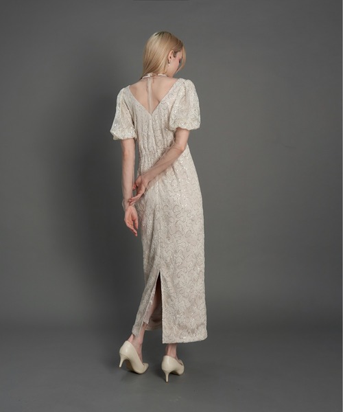 My shawty(マイシャウティー)の「kirari puff sleeve dress(ドレス・レディース・ネイビー/ライトベージュ/ブラック・MEDIUM/SMALL)」の8枚目の写真