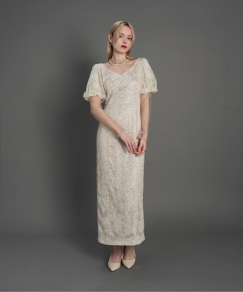 My shawty(マイシャウティー)の「kirari puff sleeve dress(ドレス・レディース・ネイビー/ライトベージュ/ブラック・MEDIUM/SMALL)」の7枚目の写真