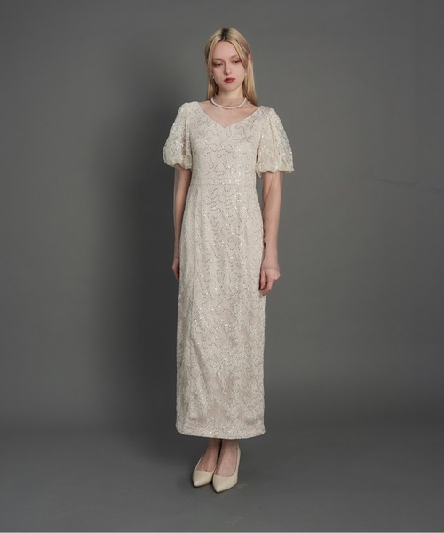 My shawty(マイシャウティー)の「kirari puff sleeve dress(ドレス・レディース・ネイビー/ライトベージュ/ブラック・MEDIUM/SMALL)」の10枚目の写真