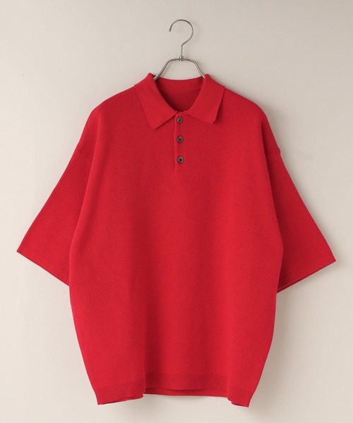 LOWRYS FARM（ローリーズファーム）の「【LFM(U)】スウェットライクニットポロＳＳ　 670536（Tシャツ/カットソー・メンズ・その他/レッド/ネイビー・FREE）」の2枚目の写真