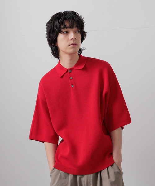LOWRYS FARM(ローリーズファーム)の「【LFM(U)】スウェットライクニットポロSS 670536(Tシャツ/カットソー・メンズ・その他/レッド/ネイビー・FREE)」の15枚目の写真