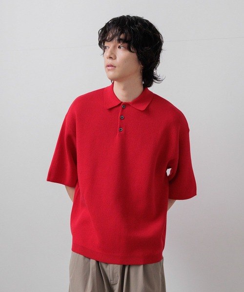 LOWRYS FARM(ローリーズファーム)の「【LFM(U)】スウェットライクニットポロSS 670536(Tシャツ/カットソー・メンズ・その他/レッド/ネイビー・FREE)」の17枚目の写真