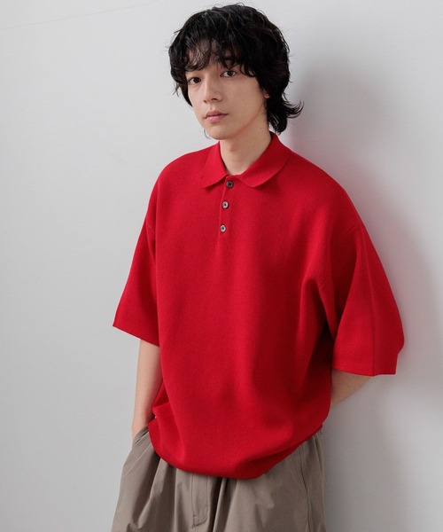 LOWRYS FARM(ローリーズファーム)の「【LFM(U)】スウェットライクニットポロSS 670536(Tシャツ/カットソー・メンズ・その他/レッド/ネイビー・FREE)」の16枚目の写真