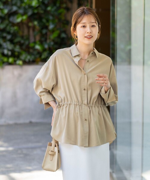 NOLLEY’S（ノーリーズ）の「《セットアップ対応》ウォッシャブルサンドウォッシュシャツ（シャツ/ブラウス・レディース・ベージュ/チャコールグレー・38）」の15枚目の写真