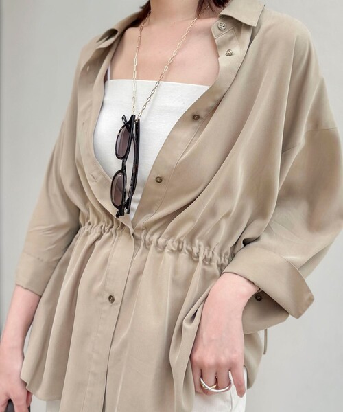 NOLLEY’S（ノーリーズ）の「《セットアップ対応》ウォッシャブルサンドウォッシュシャツ（シャツ/ブラウス・レディース・ベージュ/チャコールグレー・38）」の19枚目の写真