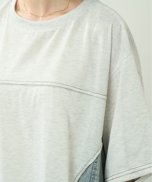 A.D.C.L.(エーディーシーエル)の「デニム切替 配色ステッチ 半袖 プルオーバー(Tシャツ/カットソー・レディース・サックスブルー/ブラック・M/L)」の22枚目の写真