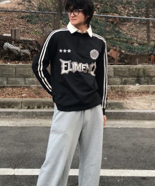 ELIMENO(エリメノ)の「EL エルテイ トラックカラーTシャツ 2カラー(Tシャツ/カットソー・メンズ・ブラック/アイボリー・1/2/3)」の3枚目の写真