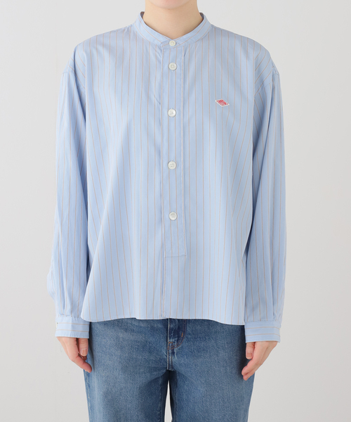 DANTON(ダントン)の「DANTON/ダントン BAND COLLAR SHIRT #DT-B0341(シャツ/ブラウス・レディース・チャコールグレー/ピンク/サックスブルー・FREE)」の3枚目の写真