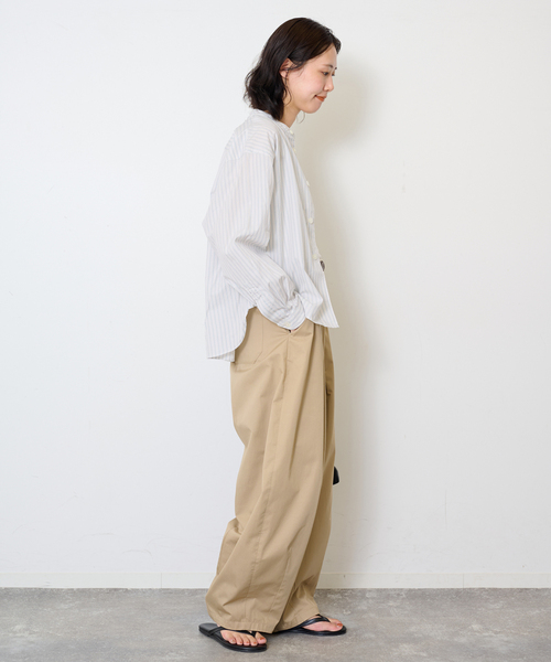 DANTON(ダントン)の「DANTON/ダントン BAND COLLAR SHIRT #DT-B0341(シャツ/ブラウス・レディース・チャコールグレー/ピンク/サックスブルー・FREE)」の6枚目の写真