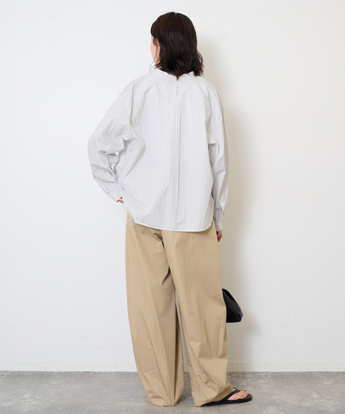DANTON(ダントン)の「DANTON/ダントン BAND COLLAR SHIRT #DT-B0341(シャツ/ブラウス・レディース・チャコールグレー/ピンク/サックスブルー・FREE)」の7枚目の写真