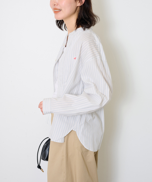 DANTON(ダントン)の「DANTON/ダントン BAND COLLAR SHIRT #DT-B0341(シャツ/ブラウス・レディース・チャコールグレー/ピンク/サックスブルー・FREE)」の9枚目の写真