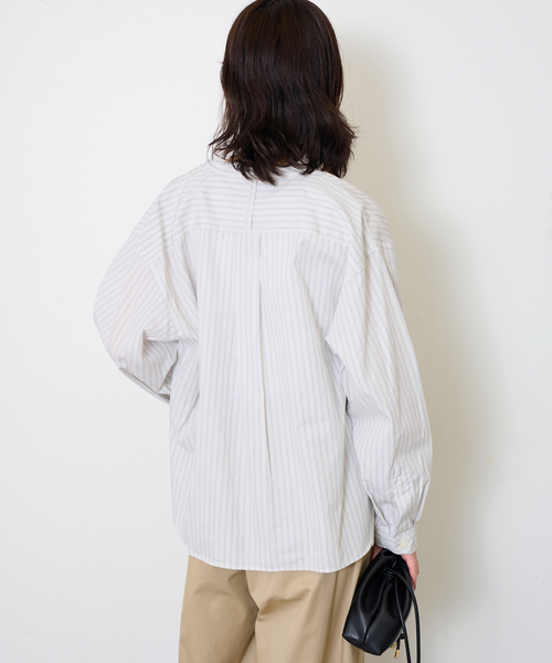 DANTON(ダントン)の「DANTON/ダントン BAND COLLAR SHIRT #DT-B0341(シャツ/ブラウス・レディース・チャコールグレー/ピンク/サックスブルー・FREE)」の10枚目の写真