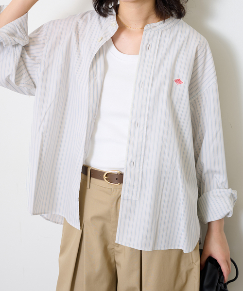 DANTON(ダントン)の「DANTON/ダントン BAND COLLAR SHIRT #DT-B0341(シャツ/ブラウス・レディース・チャコールグレー/ピンク/サックスブルー・FREE)」の11枚目の写真