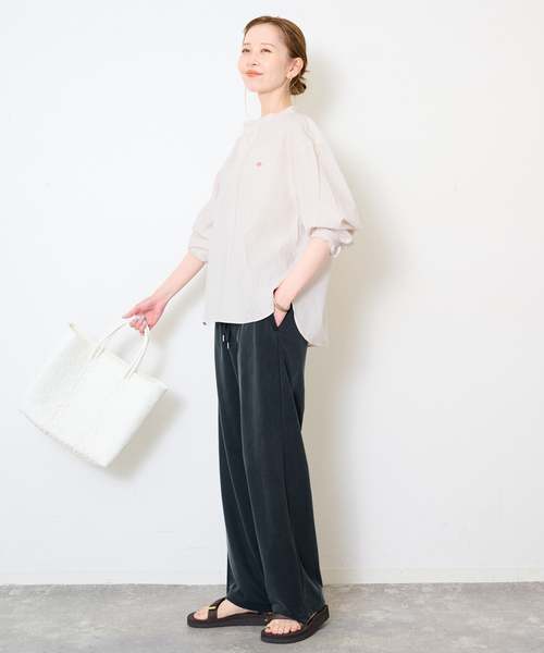 DANTON(ダントン)の「DANTON/ダントン BAND COLLAR SHIRT #DT-B0341(シャツ/ブラウス・レディース・チャコールグレー/ピンク/サックスブルー・FREE)」の13枚目の写真