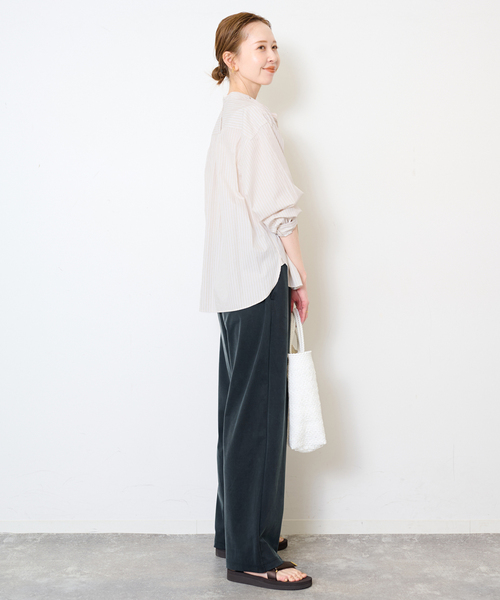 DANTON(ダントン)の「DANTON/ダントン BAND COLLAR SHIRT #DT-B0341(シャツ/ブラウス・レディース・チャコールグレー/ピンク/サックスブルー・FREE)」の14枚目の写真