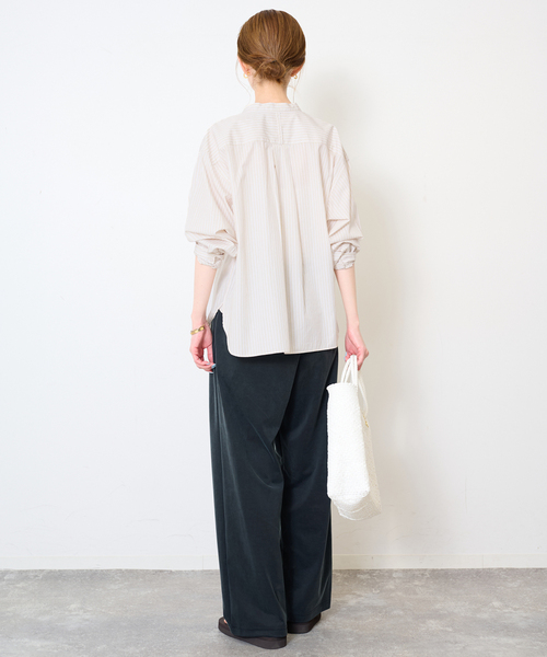 DANTON(ダントン)の「DANTON/ダントン BAND COLLAR SHIRT #DT-B0341(シャツ/ブラウス・レディース・チャコールグレー/ピンク/サックスブルー・FREE)」の15枚目の写真