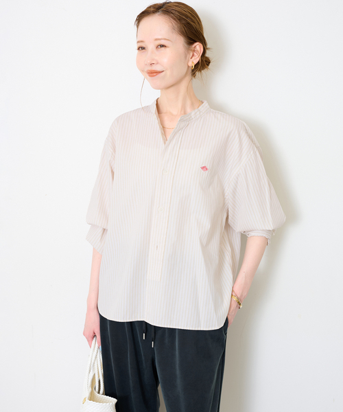 DANTON(ダントン)の「DANTON/ダントン BAND COLLAR SHIRT #DT-B0341(シャツ/ブラウス・レディース・チャコールグレー/ピンク/サックスブルー・FREE)」の16枚目の写真