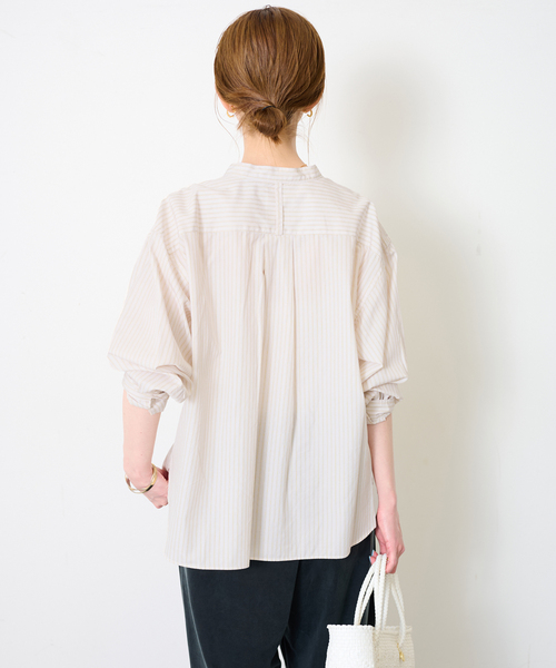 DANTON(ダントン)の「DANTON/ダントン BAND COLLAR SHIRT #DT-B0341(シャツ/ブラウス・レディース・チャコールグレー/ピンク/サックスブルー・FREE)」の18枚目の写真