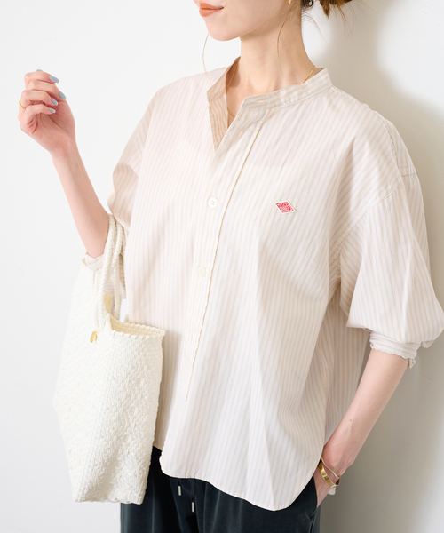 DANTON(ダントン)の「DANTON/ダントン BAND COLLAR SHIRT #DT-B0341(シャツ/ブラウス・レディース・チャコールグレー/ピンク/サックスブルー・FREE)」の19枚目の写真