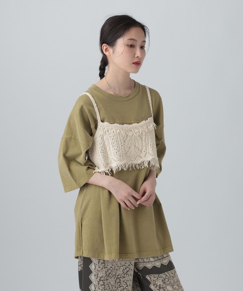 LEPSIM(レプシィム)の「ピグメントBIGT 670140(Tシャツ/カットソー・レディース・カーキ/オレンジ/オフホワイト/チャコールグレー・FREE)」の7枚目の写真
