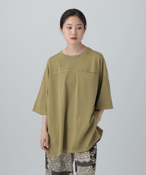 LEPSIM(レプシィム)の「ピグメントBIGT 670140(Tシャツ/カットソー・レディース・カーキ/オレンジ/オフホワイト/チャコールグレー・FREE)」の10枚目の写真