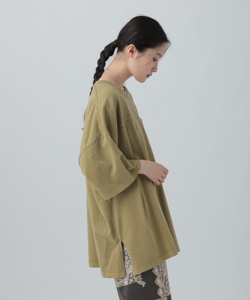 LEPSIM(レプシィム)の「ピグメントBIGT 670140(Tシャツ/カットソー・レディース・カーキ/オレンジ/オフホワイト/チャコールグレー・FREE)」の12枚目の写真