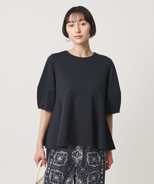 UNITED ARROWS(ユナイテッドアローズ)の「ポンチ ペプラム ショートスリーブ カットソー(Tシャツ/カットソー・レディース・ブラック/ホワイト/ネイビー・FREE)」の3枚目の写真