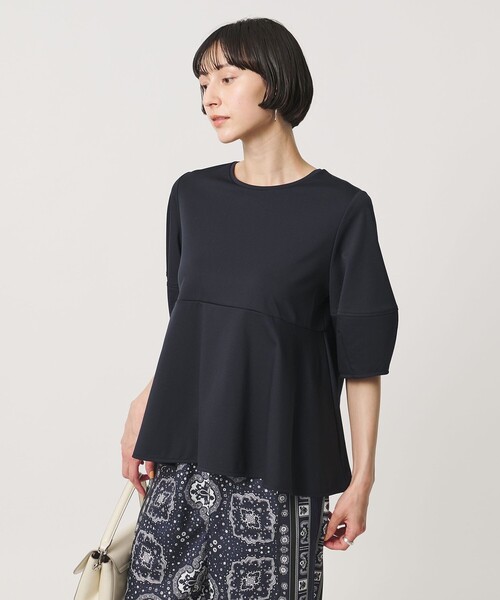 UNITED ARROWS(ユナイテッドアローズ)の「ポンチ ペプラム ショートスリーブ カットソー(Tシャツ/カットソー・レディース・ブラック/ホワイト/ネイビー・FREE)」の4枚目の写真