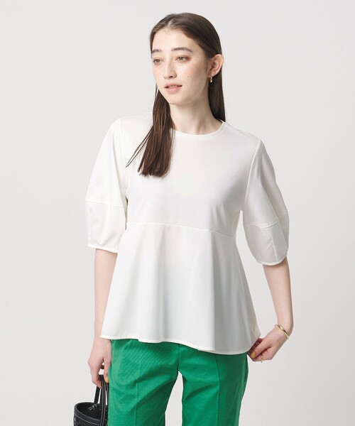 UNITED ARROWS(ユナイテッドアローズ)の「ポンチ ペプラム ショートスリーブ カットソー(Tシャツ/カットソー・レディース・ブラック/ホワイト/ネイビー・FREE)」の7枚目の写真
