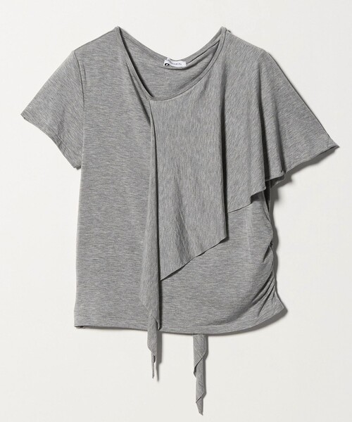 ATTISESSION(アティセッション)の「<ATTISESSION>レイヤード ラップ Tシャツ(Tシャツ/カットソー・レディース・グレー系/オフホワイト・FREE)」の2枚目の写真