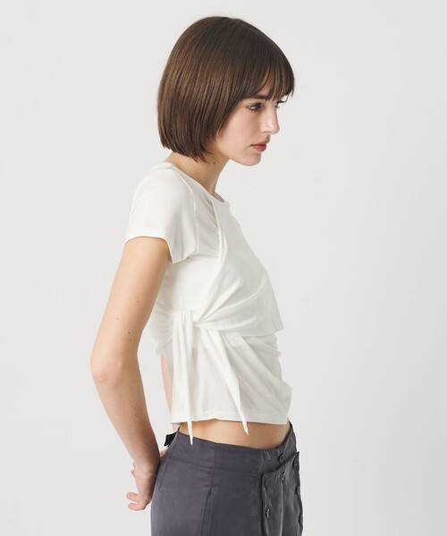 ATTISESSION(アティセッション)の「<ATTISESSION>レイヤード ラップ Tシャツ(Tシャツ/カットソー・レディース・グレー系/オフホワイト・FREE)」の4枚目の写真